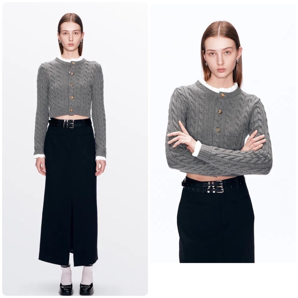 New! Fabrique by Alexander Flagella Maelle Collared Cardigan in Basolan Wool 🩶XS